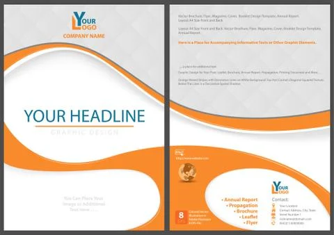Flyer Template with Abstract Orange Shapes Stock Illustration