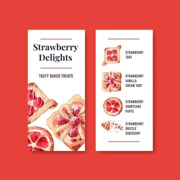 Flyer template with bakery design for brochure and leaflet watercolor illustr Illustrazione stock