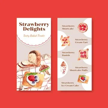 Flyer template with bakery design for brochure and leaflet watercolor illustr Stock Illustration