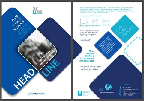 Flyer Template with Blue Rounded Squares Stock Illustration
