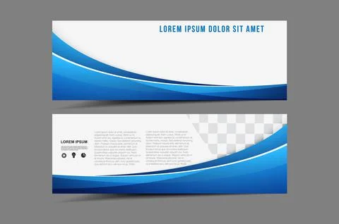 Flyer template with blue waves on both sides. business stand banner template Stock Illustration