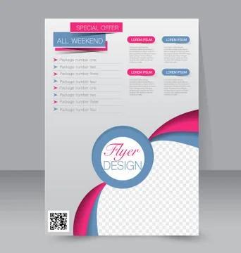 Flyer template. Business brochure. Editable A4 poster for design, education, Stock Illustration