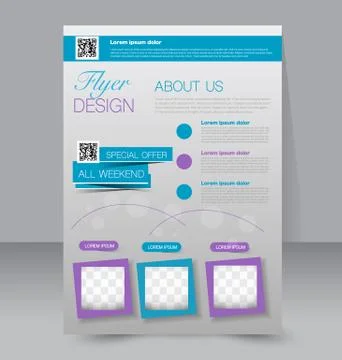 Flyer template. Business brochure. Editable A4 poster for design, education, Stock Illustration