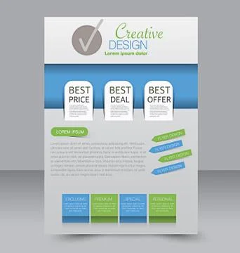 Flyer template. Business brochure. Editable A4 poster for design, education, Stock Illustration
