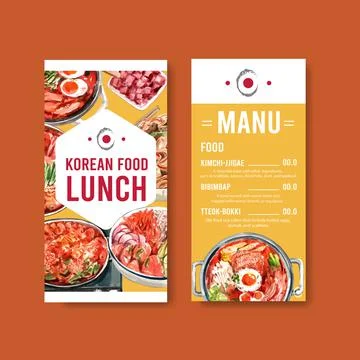 Flyer template with cooking design for brochure and  advertise watercolor ill Stock Illustration
