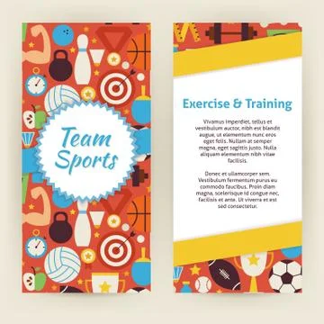 Flyer Template of Exercise and Training Sport Objects and Elements Stock Illustration