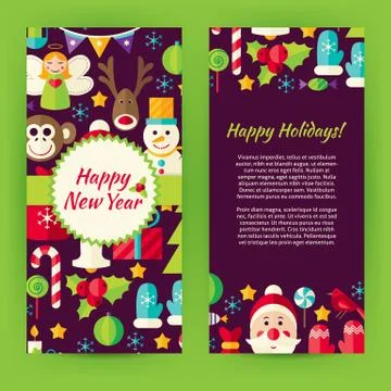 Flyer Template of Flat Happy New Year Objects and Elements Stockillustratie