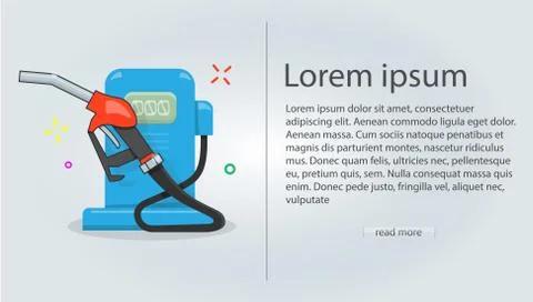 Flyer template gas station vector illustration, cartoon style for the web site Stock Illustration
