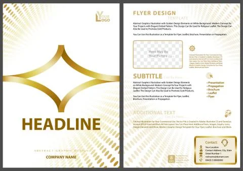 Flyer Template with Golden Design Elements Stock Illustration