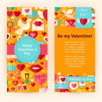 Flyer Template of Happy Valentine Day Objects and Elements Stock Illustration