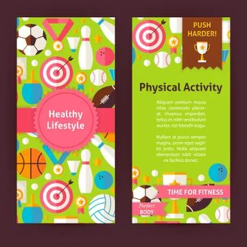 Flyer Template of Healthy Lifestyle Objects and Elements イラスト素材