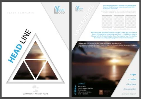 Flyer Template with Triangle Tropical Background Stock Illustration