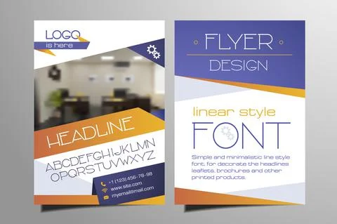 Flyer template, vector with simple and minimalistoc font. Leaflet cover. Geom Illustrazione stock