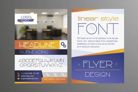 Flyer template, vector with simple and minimalistoc font. Leaflet cover. Geom Illustrazione stock