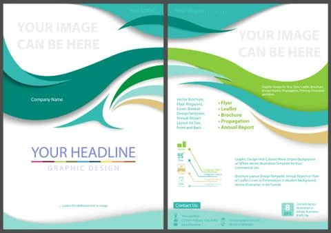 Flyer Template with Waved Stripes Stock Illustration