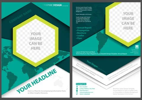 Flyer Template with World Map Background Stock Illustration