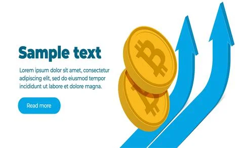 Flyer web banner template 2 gold volume coins of virtual digital crypto currency Stock Illustration