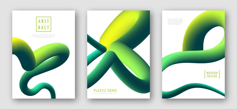 Flyers with abstract fluid gradient shapes Stock Illustration