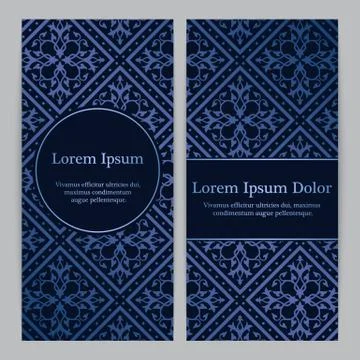 Flyers with gradient blue floral pattern Stock Illustration