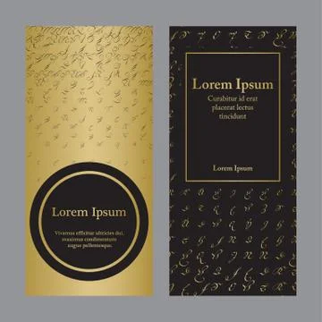 Flyers with patterns in gold and black - halftone Stock Illustration