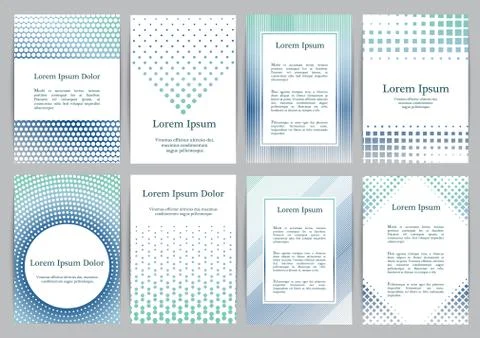 Flyers with patterns - polka dots and halftone. Stock Illustration