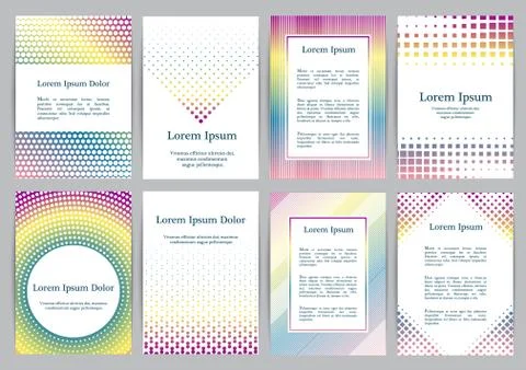 Flyers with patterns - polka dots and halftone. Stock Illustration