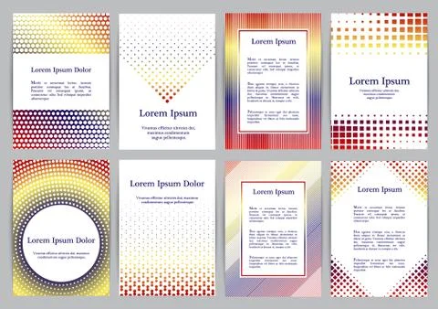 Flyers with patterns - polka dots and halftone. Stock Illustration