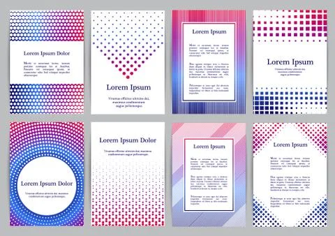 Flyers with patterns - polka dots and halftone. Stock Illustration