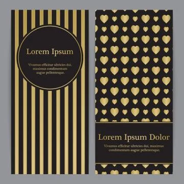 Flyers with patterns - romantic hearts and stripes. Stock Illustration