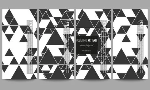 Flyers set. Triangular vector pattern. Abstract black triangles on white Stock Illustration
