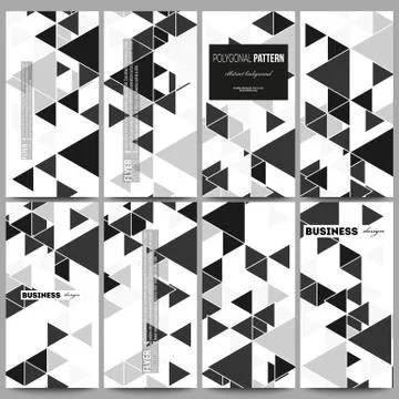 Flyers set. Triangular vector pattern. Abstract black triangles on white 스톡 일러스트
