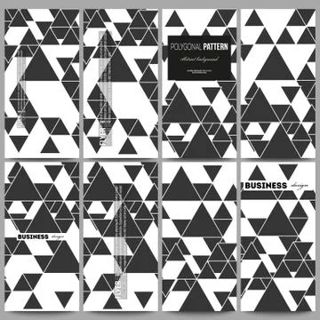 Flyers set. Triangular vector pattern. Abstract black triangles on white 스톡 일러스트