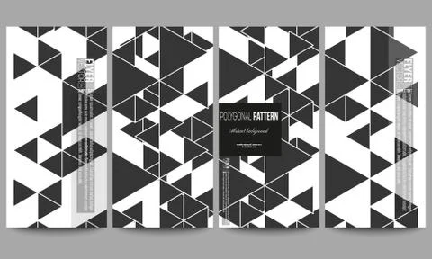 Flyers set. Triangular vector pattern. Abstract black triangles on white Stock Illustration