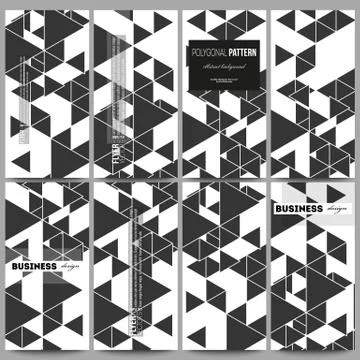 Flyers set. Triangular vector pattern. Abstract black triangles on white Stock Illustration