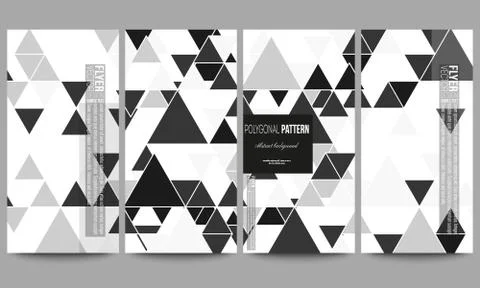 Flyers set. Triangular vector pattern. Abstract black triangles on white Stock Illustration