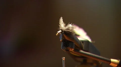 Flyfisher adjusting bait Stock Footage 55334933