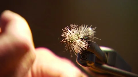 Flyfisher adjusting bait Stock Footage 55334951
