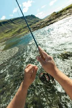 Flyfisherman close-up Stock Photos