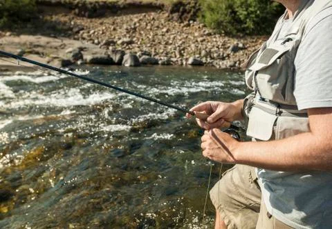 Flyfisherman close-up Stock Photos