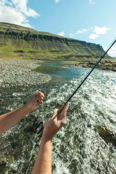 Flyfisherman close-up Stock Photos