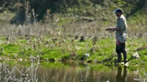 Flyfishing on River Slow Motion 1 Stock Footage 106706036