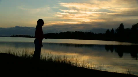 Flyfishing sunset 06 HD Stock Footage 22800064