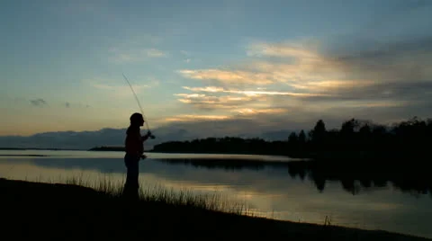 Flyfishing sunset 07 HD Stock Footage 22799996