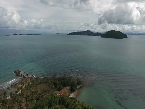 Flyin Over Island and Clouds, Thailand, Koh Samui Stock Footage