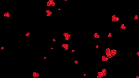 Flying 2d cartoon Red heart graphic element animation with black background Stock Footage 280781509