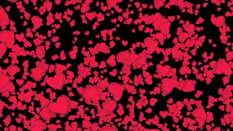 Flying 2d cartoon Red heart graphic element animation with black background Stockbeeldmateriaal 280781919