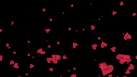 Flying 2d cartoon Red heart graphic element animation with black background Stock Footage 280782003