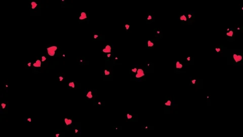 Flying 2d cartoon Red heart graphic element animation with black background Stock Footage 280782073