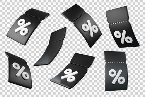 Flying 3d black discount tags with percent signs Stock Illustration