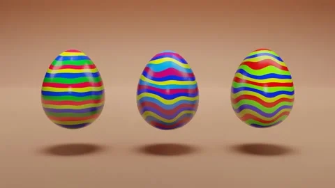 Flying 3d eggs fall and fly decorated with painted patterns 스톡 동영상 262366353